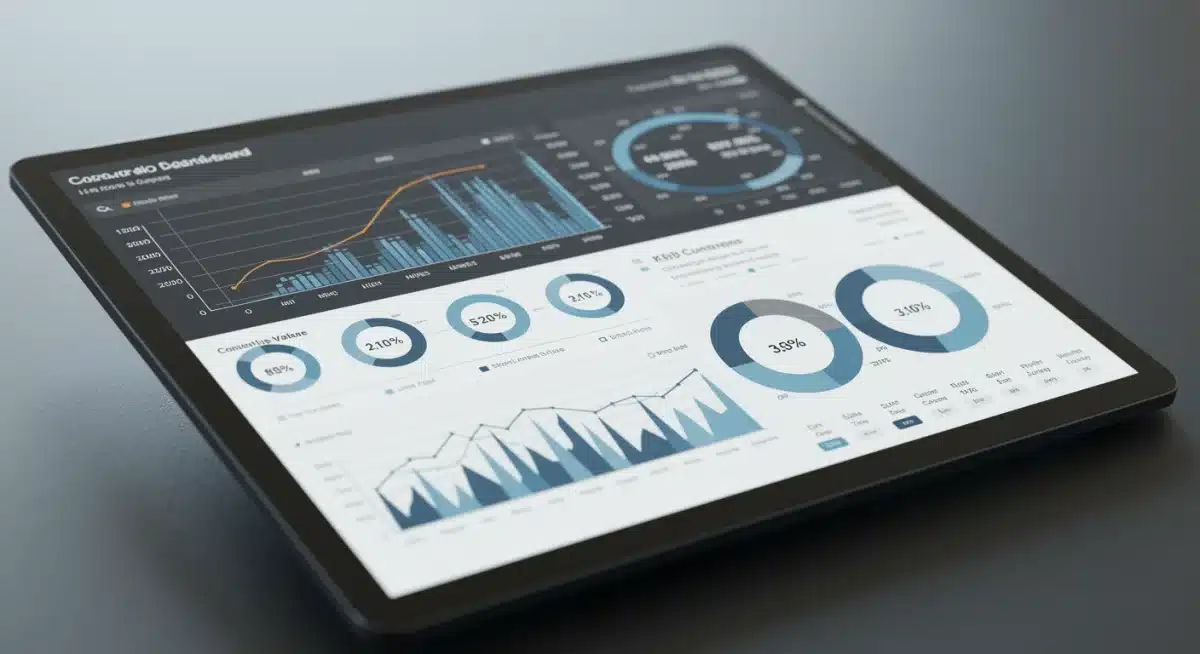 Data analytics dashboard showing consumer purchasing patterns and online engagement metrics.