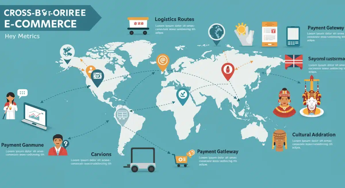 Infographic detailing cross-border e-commerce success metrics and strategies