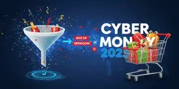 Digital sales funnel leading to a successful Cyber Monday 2025 shopping experience