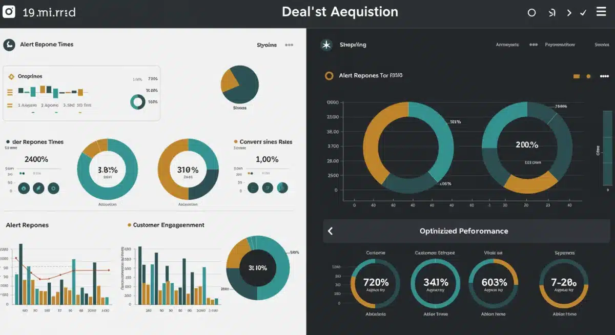 Data analytics dashboard showing optimized deal acquisition metrics and performance indicators