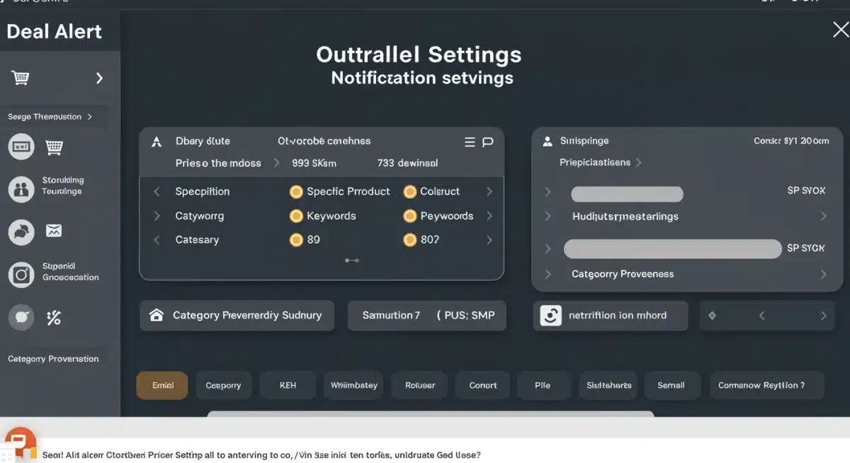 Customizable deal alert notification settings interface