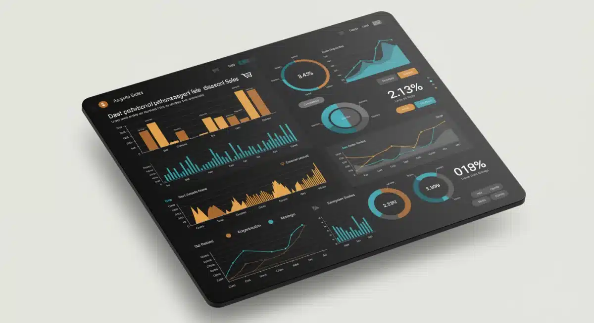 Digital marketing dashboard showing sales performance metrics