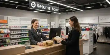 Efficient returns counter in a modern retail store, customer service