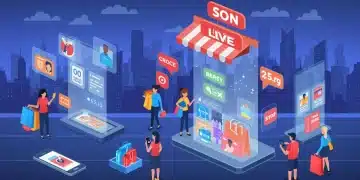 Live Shopping: $35 Billion Market by 2025 – Trends & Impact People engaging in live shopping on mobile devices, showcasing the interactive and dynamic nature of the e-commerce trend.