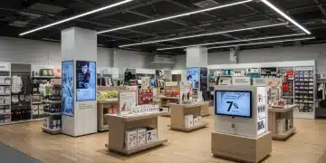 Retail Merchandising Strategies 2025: Boost ATV 7% Modern retail store interior with strategic merchandising displays boosting sales by 7 percent.