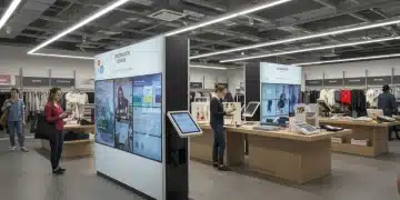 Modern retail store with integrated digital and physical touchpoints for omni-channel experience.