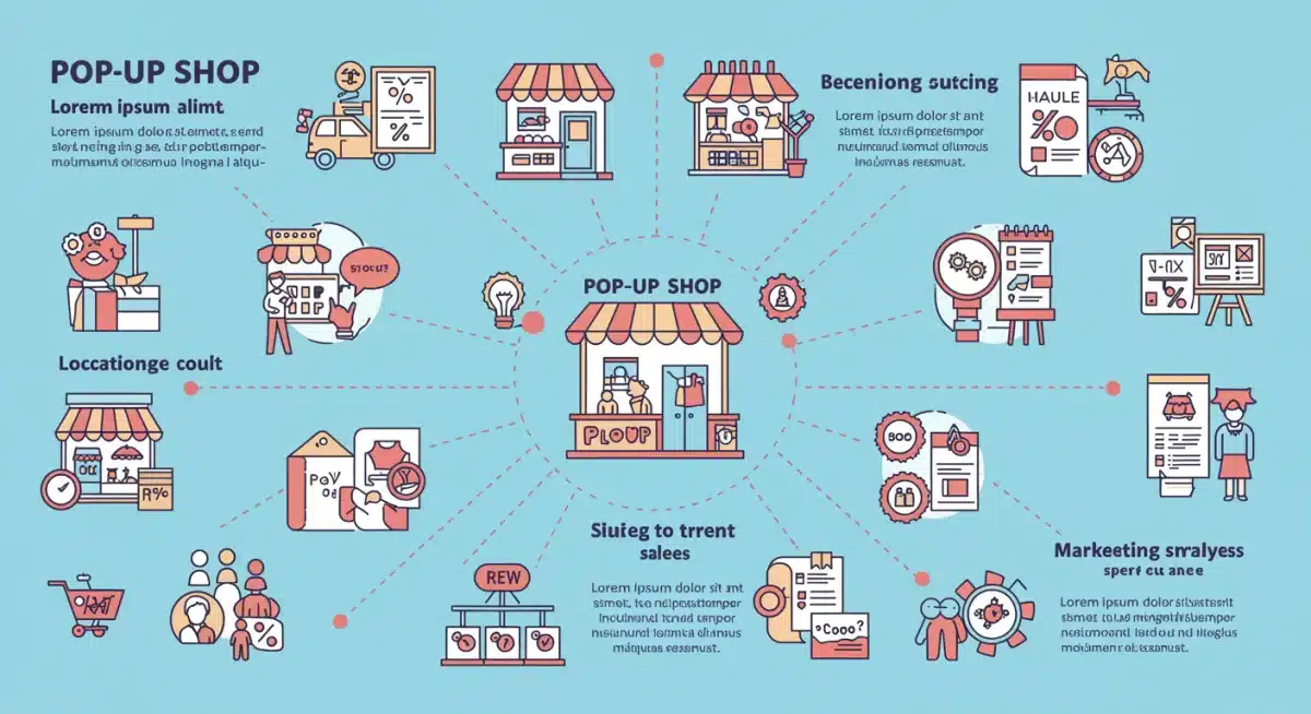 Infographic detailing steps for successful pop-up shop planning and execution.