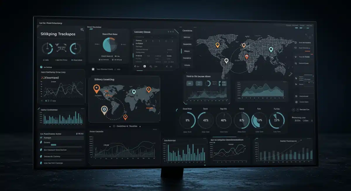 Real-time shipping logistics dashboard showing tracking and performance data