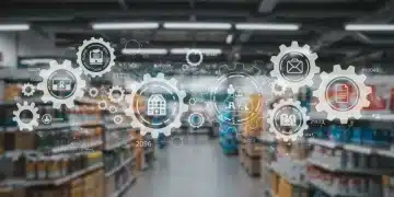 Illustration of a resilient retail supply chain with interconnected gears and digital elements