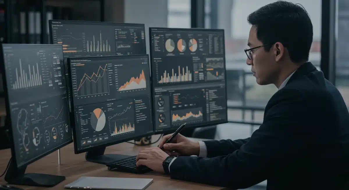 Data analyst examining retail analytics dashboards