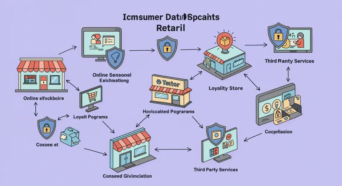 Infographic showing secure consumer data flow in retail
