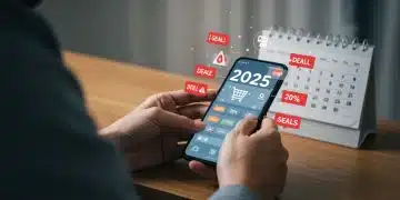 Person setting up smart deal alerts on phone for 2025 savings