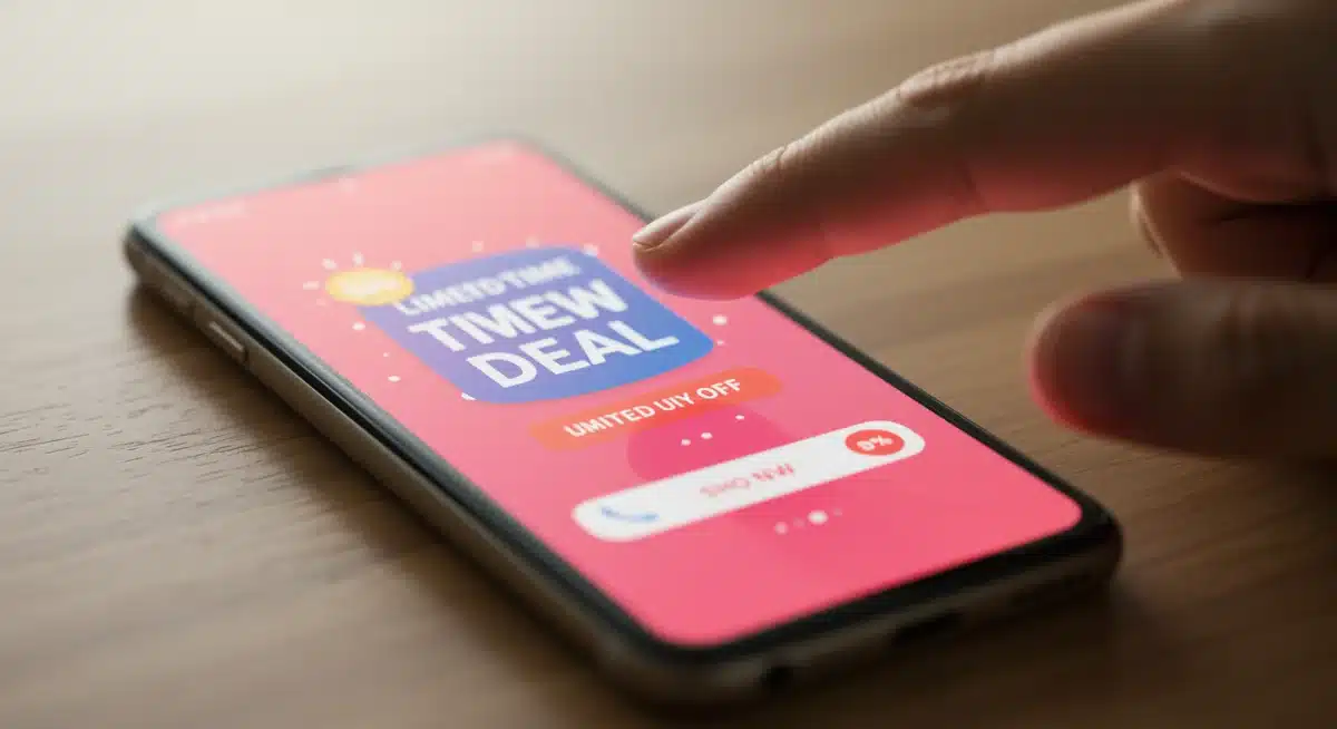 Smartphone displaying a push notification for a limited-time deal