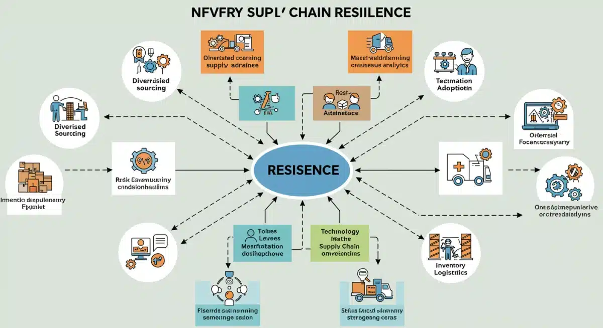Infographic showing factors for supply chain resilience and their effect on inventory.