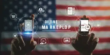 Dynamic digital marketplace illustrating major shifts in US online retail for 2025